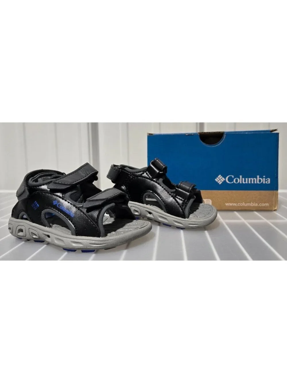 Columbia Techsun 3 Hybrid Gray & Blue Strap Sandals -- Little Boys' Size 5